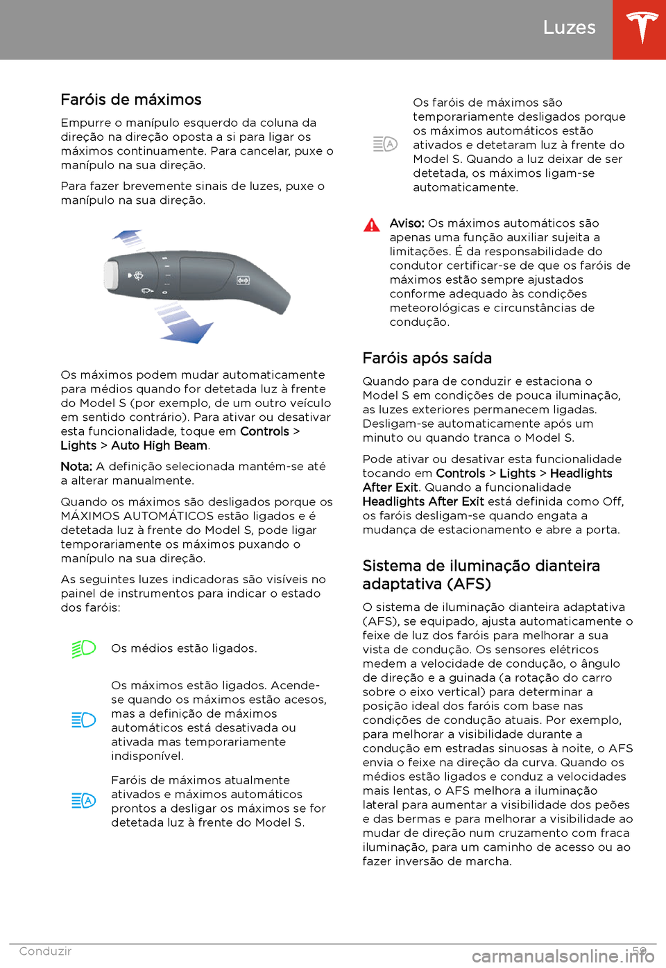TESLA MODEL S 2020  Manual do proprietário (in Portuguese) Far