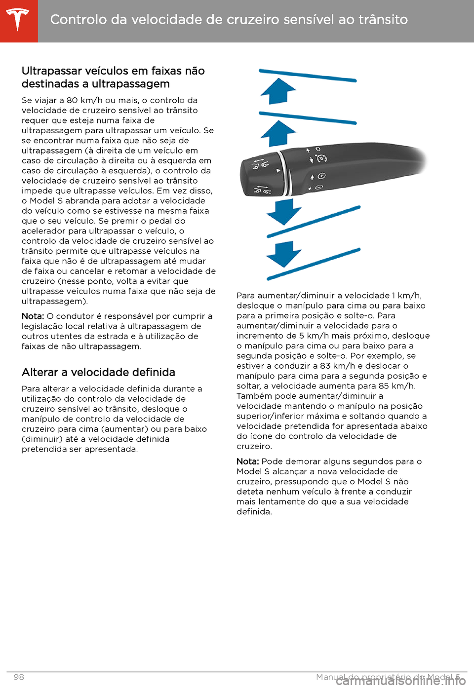 TESLA MODEL S 2020  Manual do proprietário (in Portuguese) Ultrapassar ve