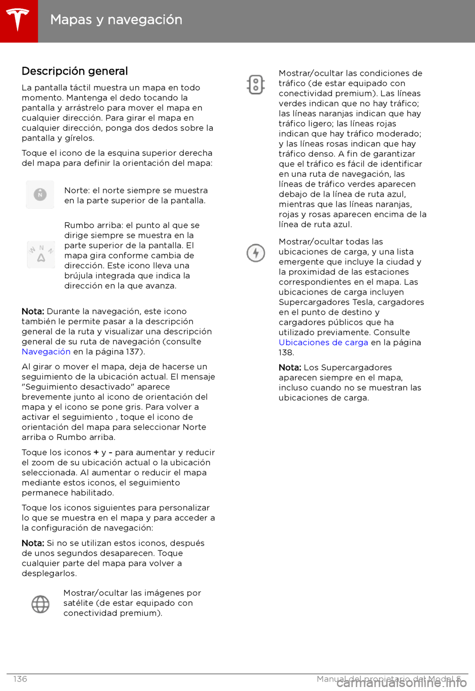 TESLA MODEL S 2019  Manual del propietario (in Spanish) Mapas y navegaci