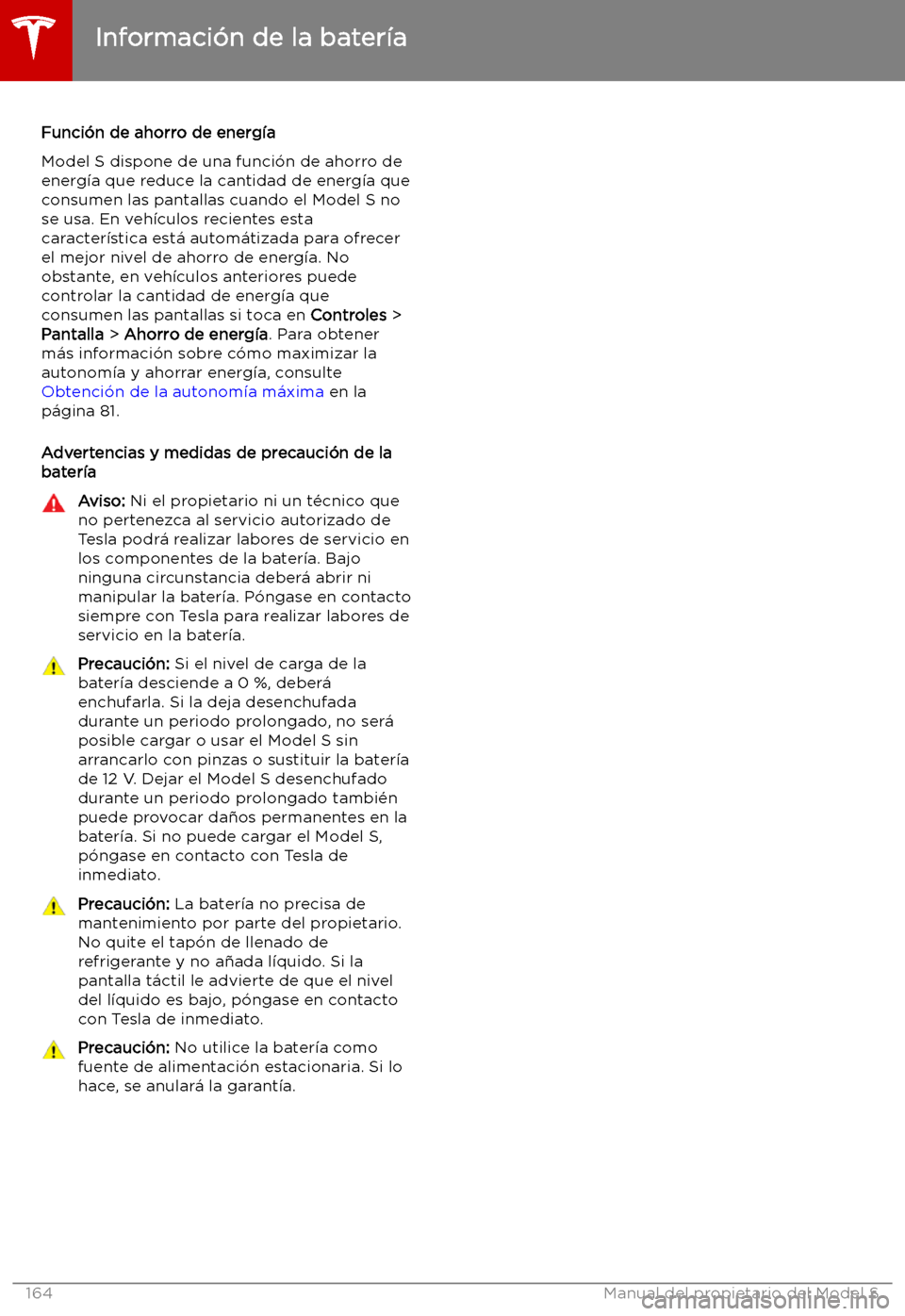 TESLA MODEL S 2019  Manual del propietario (in Spanish) Funci