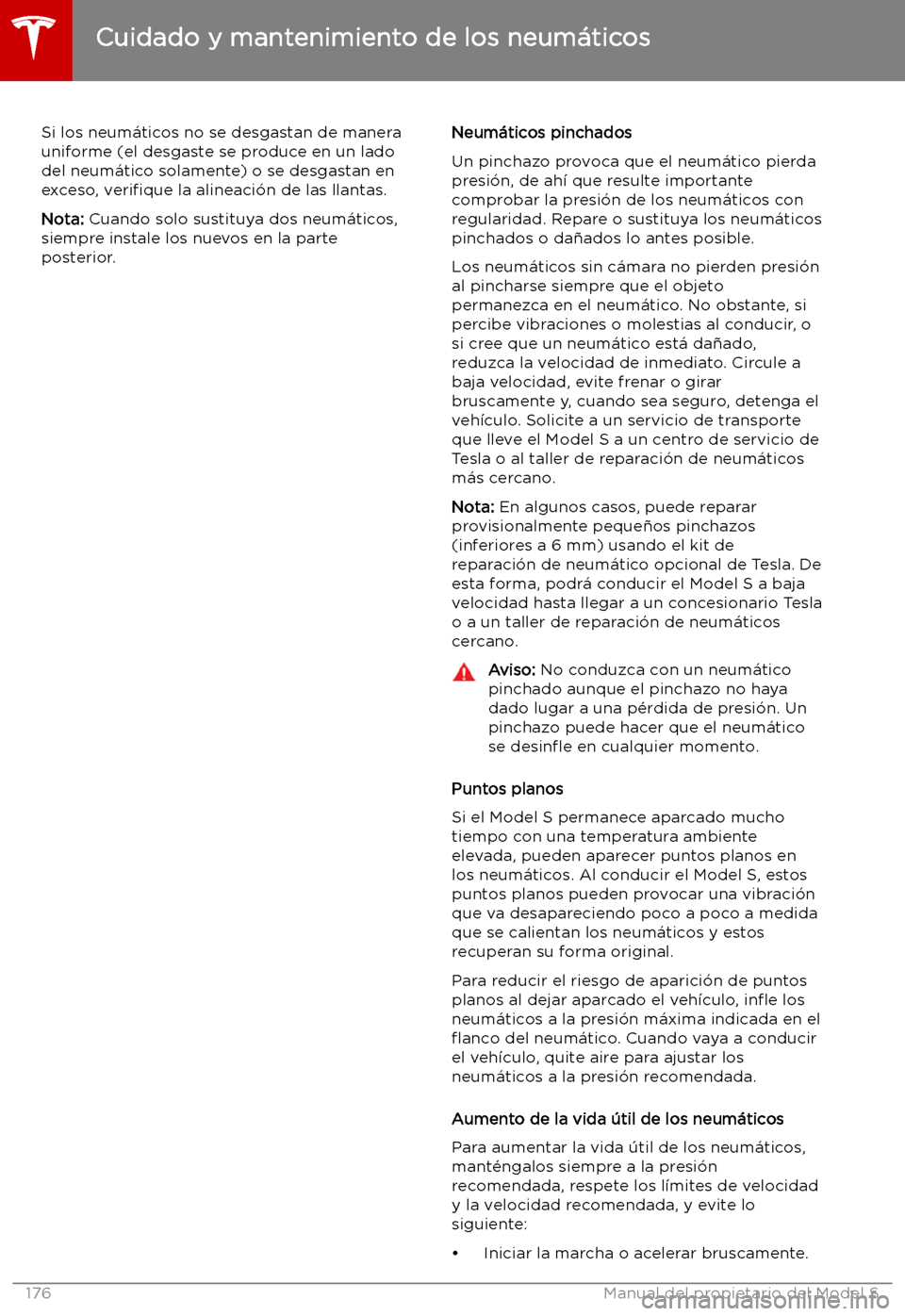 TESLA MODEL S 2019  Manual del propietario (in Spanish) Si los neum