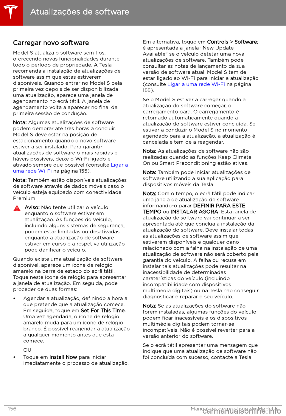TESLA MODEL S 2019  Manual do proprietário (in Portuguese) Atualiza