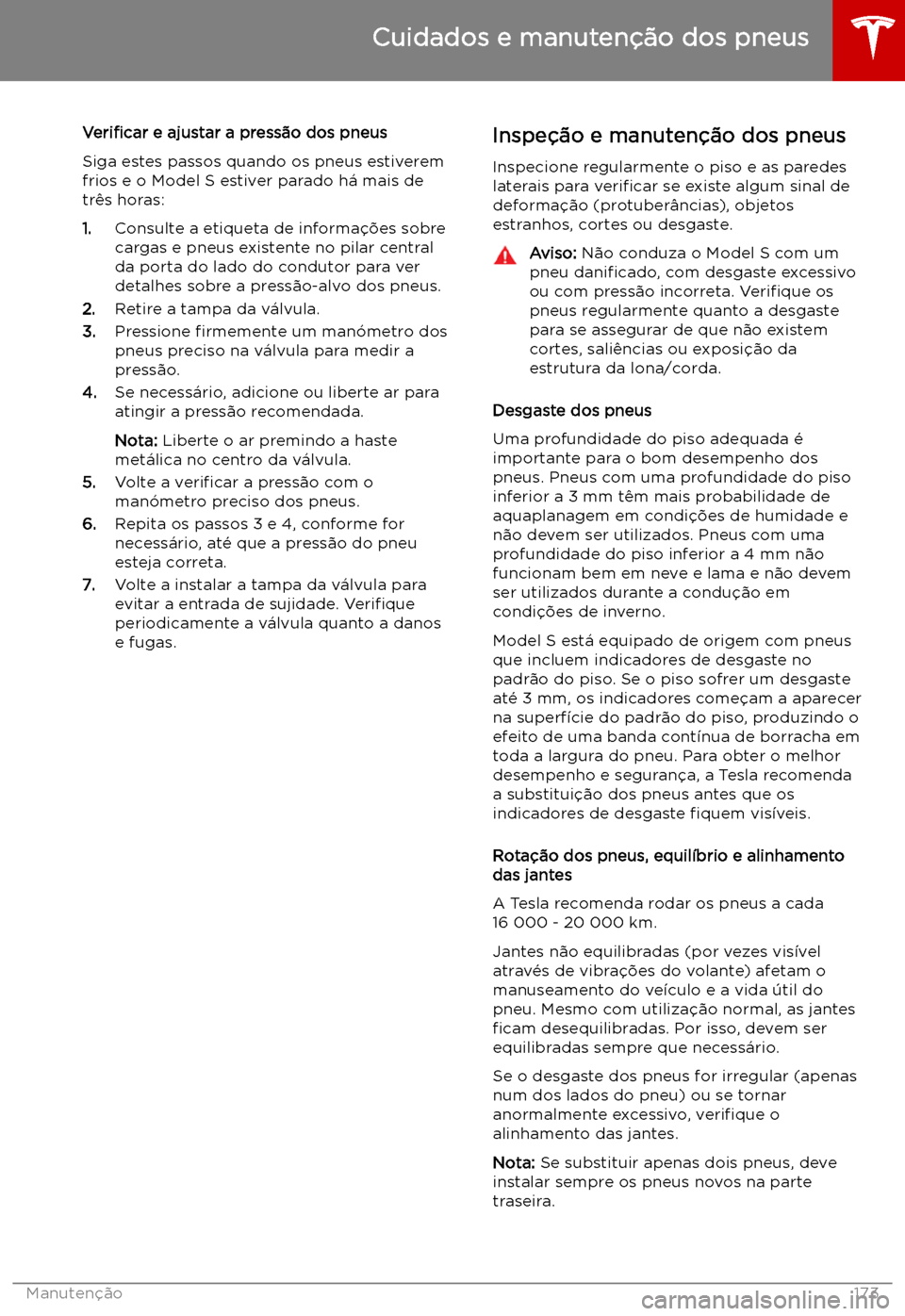 TESLA MODEL S 2019  Manual do proprietário (in Portuguese) Veri