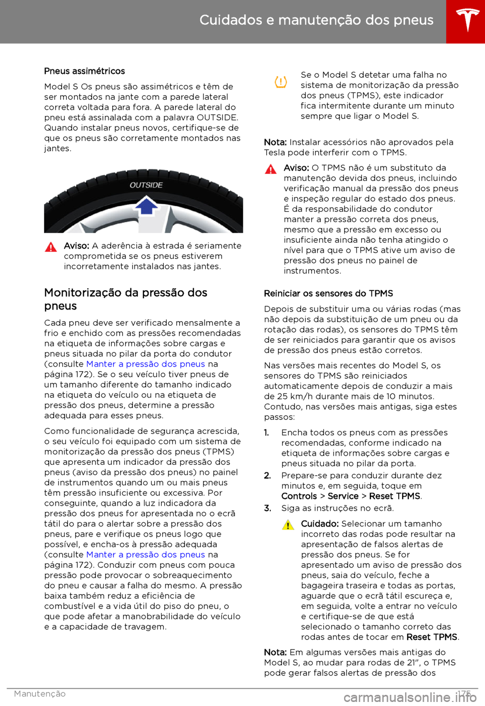 TESLA MODEL S 2019  Manual do proprietário (in Portuguese) Pneus assim