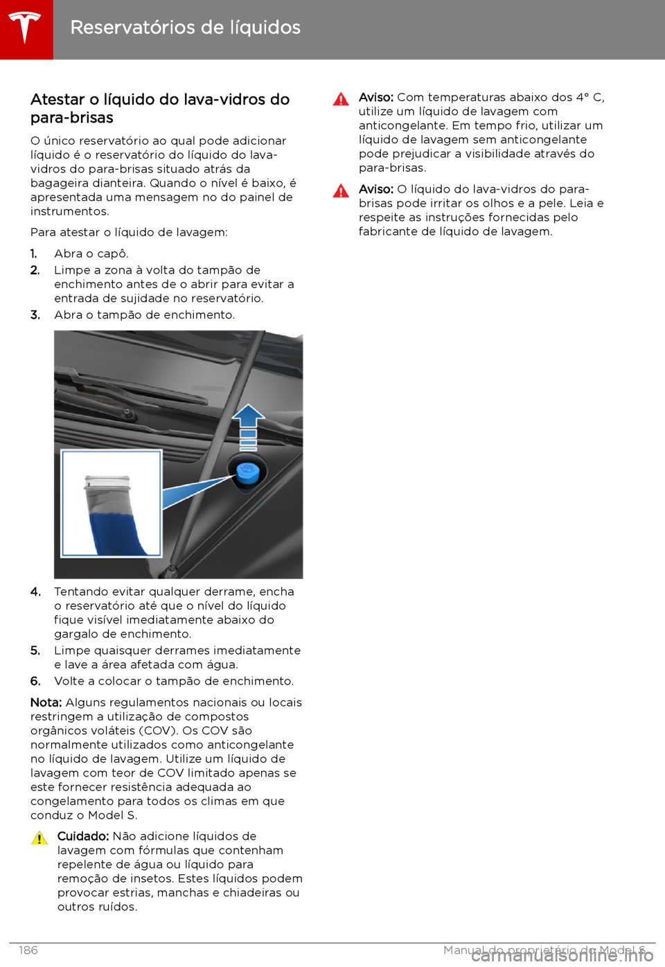TESLA MODEL S 2019  Manual do proprietário (in Portuguese) Atestar o l
