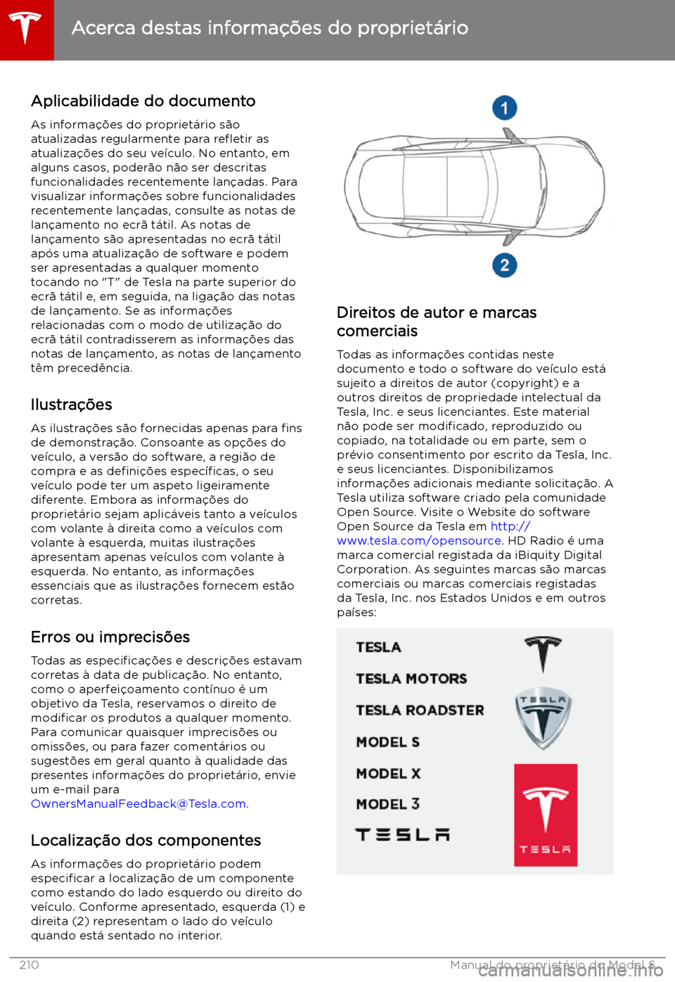 TESLA MODEL S 2019  Manual do proprietário (in Portuguese) Acerca destas informa