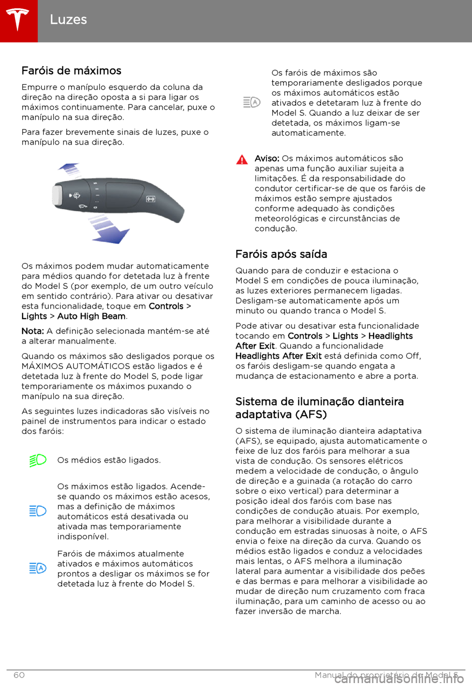 TESLA MODEL S 2019  Manual do proprietário (in Portuguese) Far