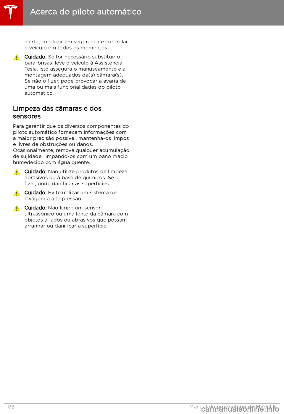 TESLA MODEL S 2019  Manual do proprietário (in Portuguese) alerta, conduzir em seguran