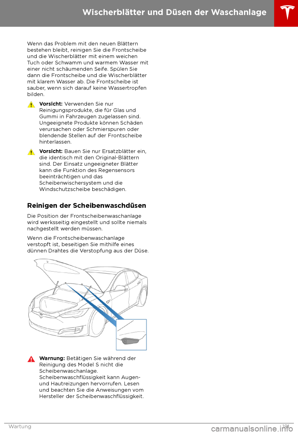TESLA MODEL S 2018  Betriebsanleitung (in German) Wenn das Problem mit den neuen Bl