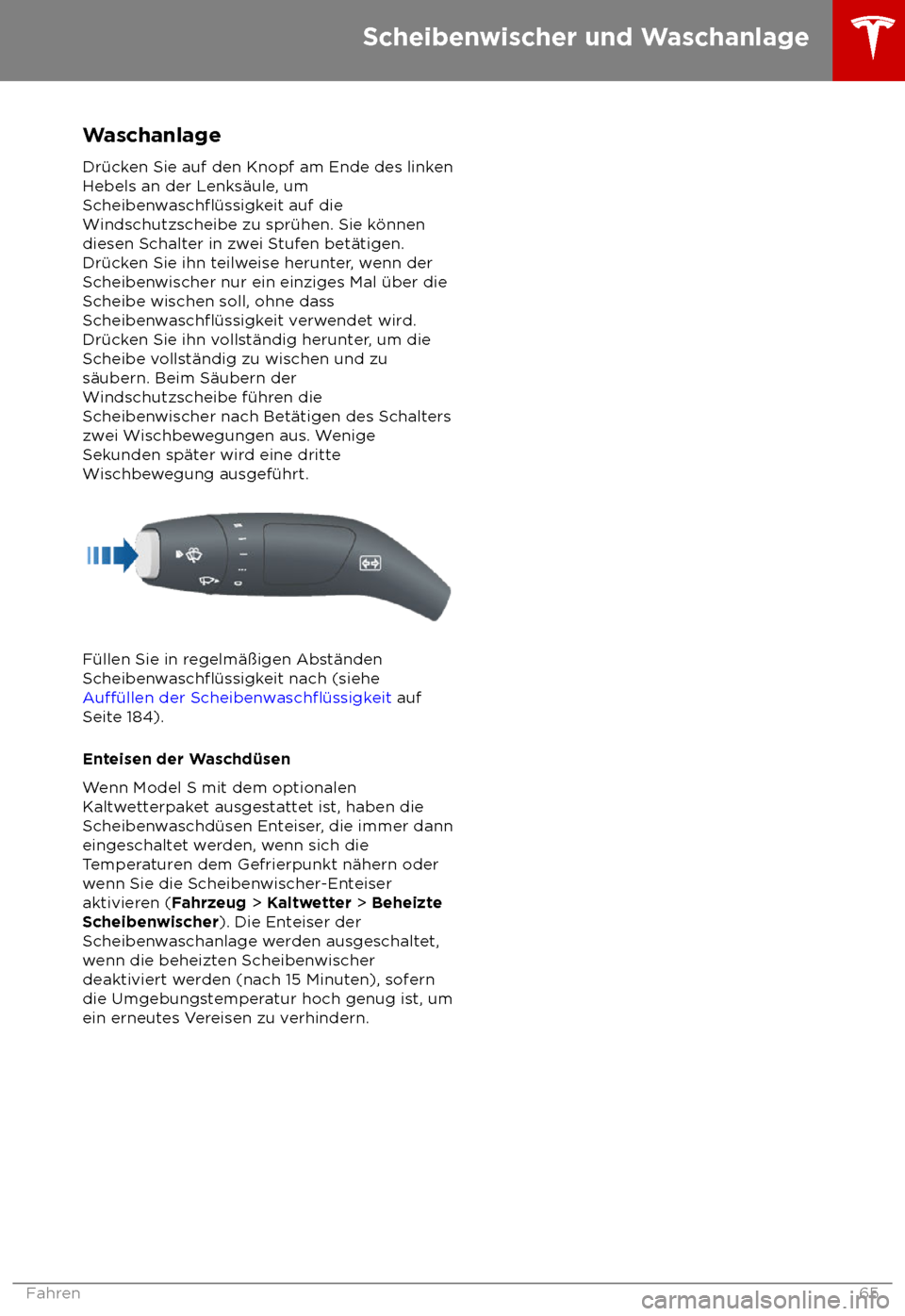 TESLA MODEL S 2018  Betriebsanleitung (in German) Waschanlage
Dr