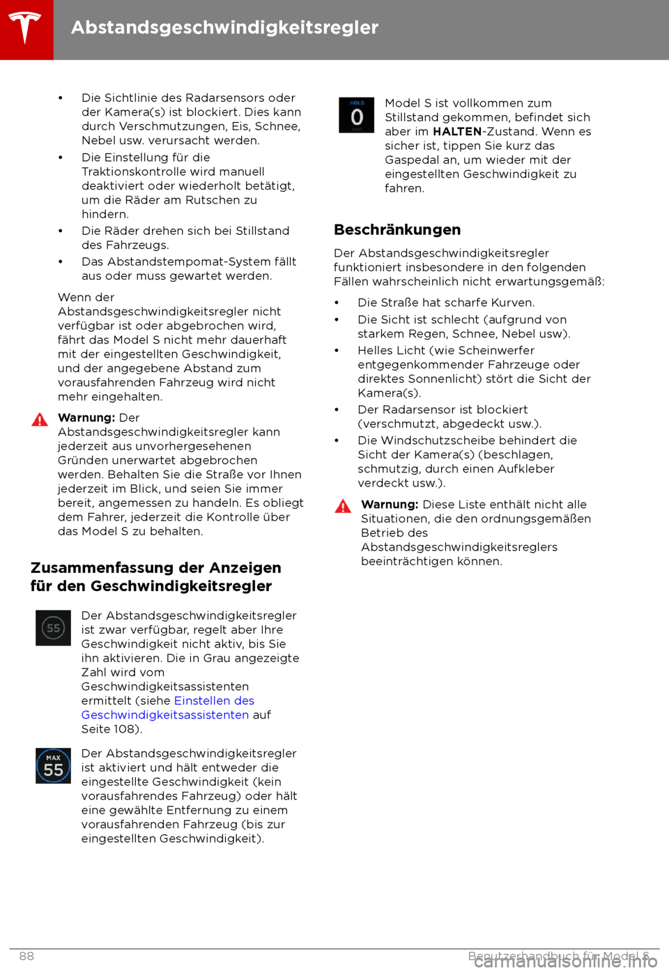 TESLA MODEL S 2018  Betriebsanleitung (in German) 