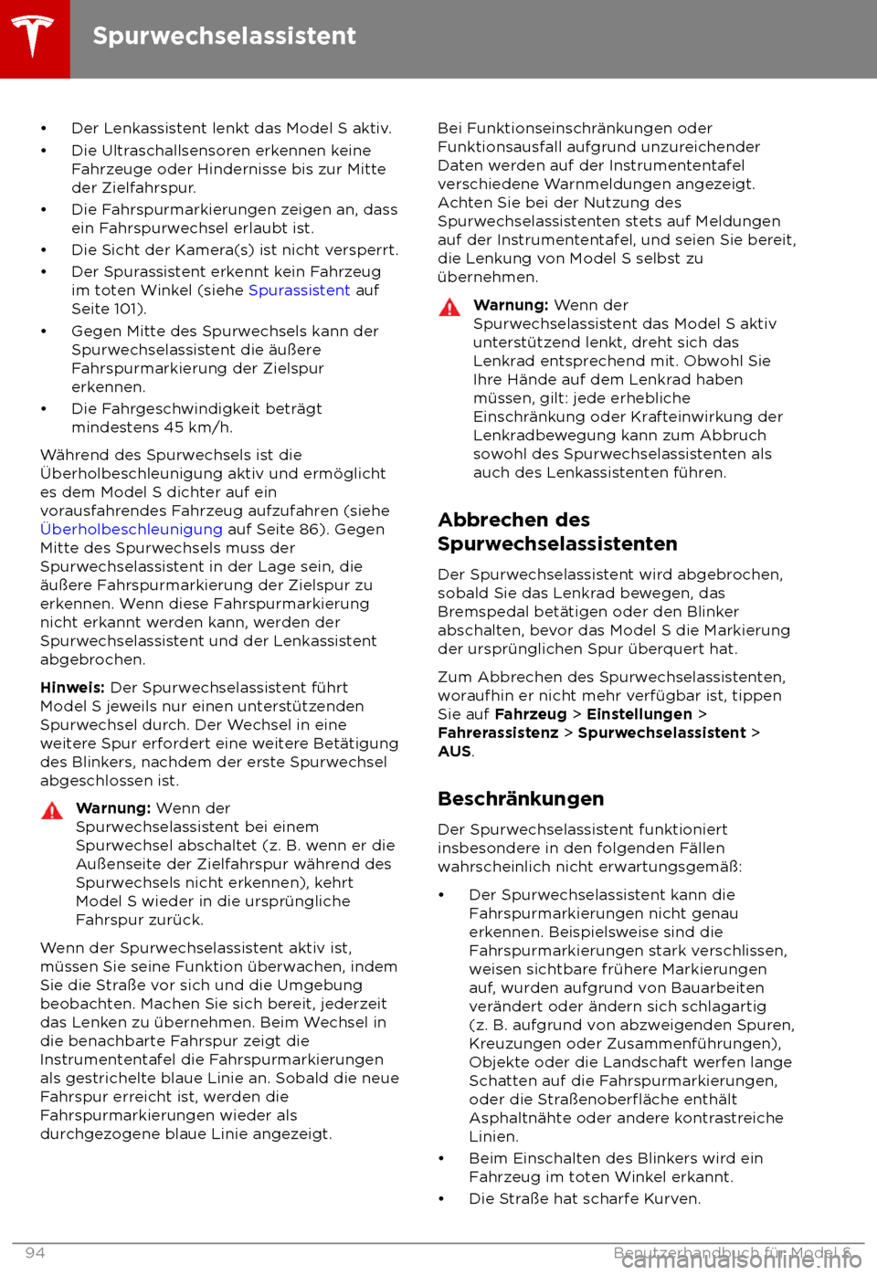 TESLA MODEL S 2018  Betriebsanleitung (in German) 