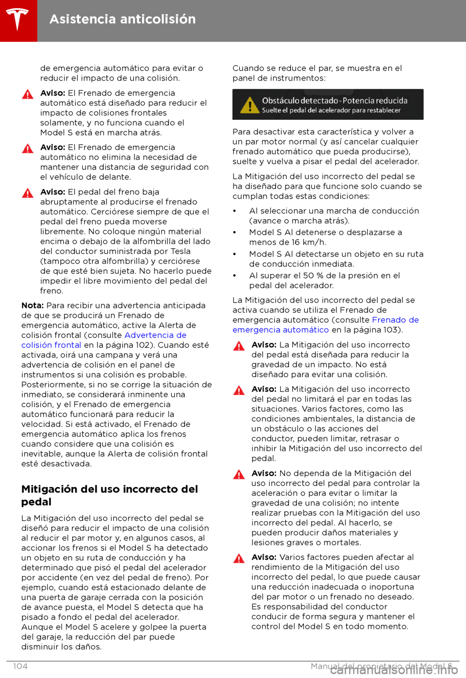 TESLA MODEL S 2018  Manual del propietario (in Spanish) de emergencia autom