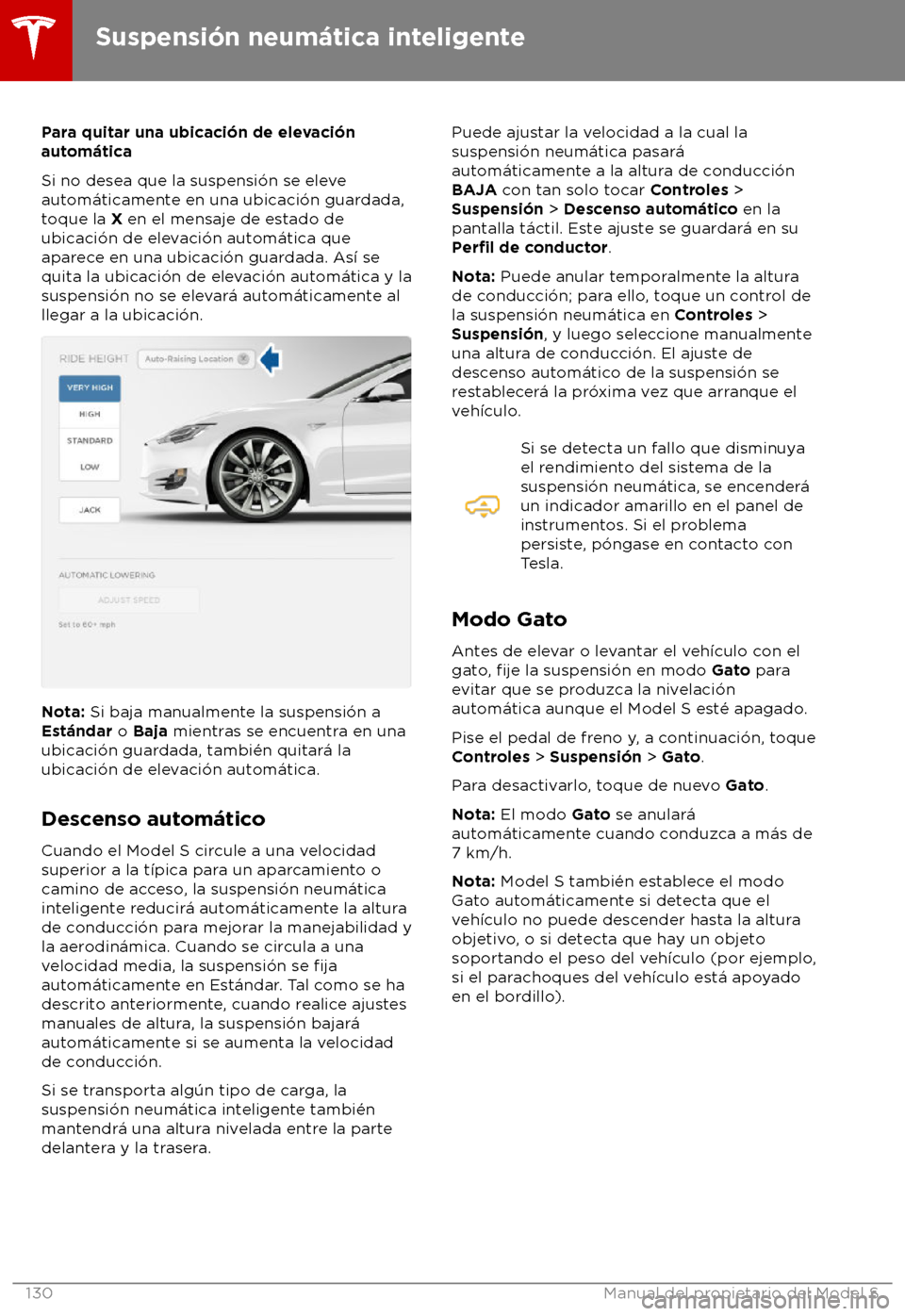 TESLA MODEL S 2018  Manual del propietario (in Spanish) Para quitar una ubicaci