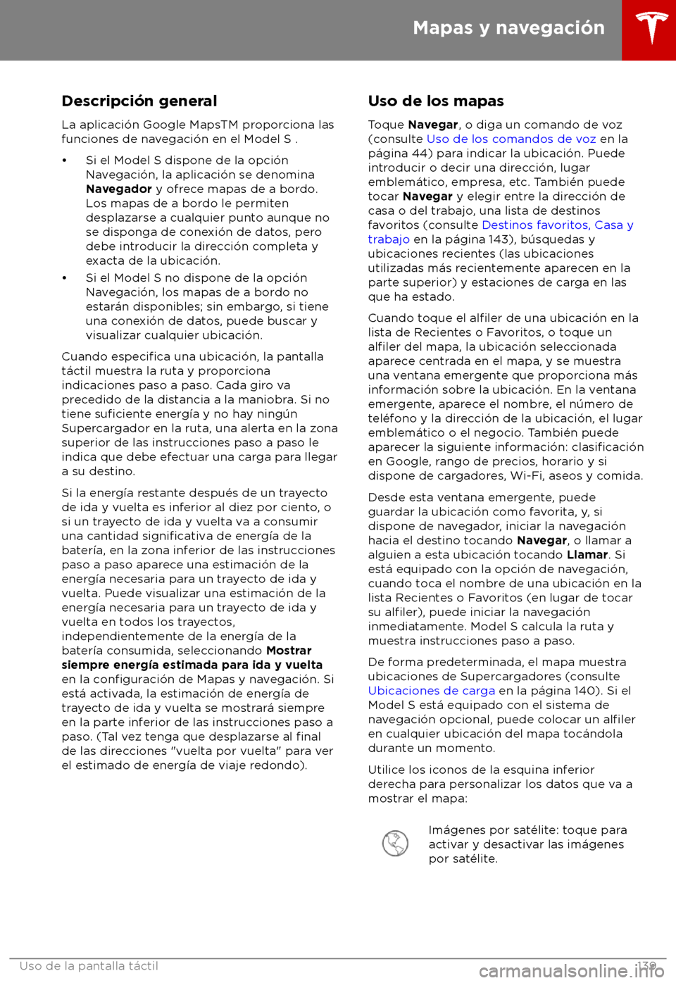 TESLA MODEL S 2018  Manual del propietario (in Spanish) Descripci