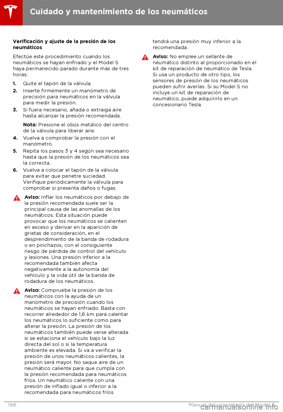 TESLA MODEL S 2018  Manual del propietario (in Spanish) Verificaci