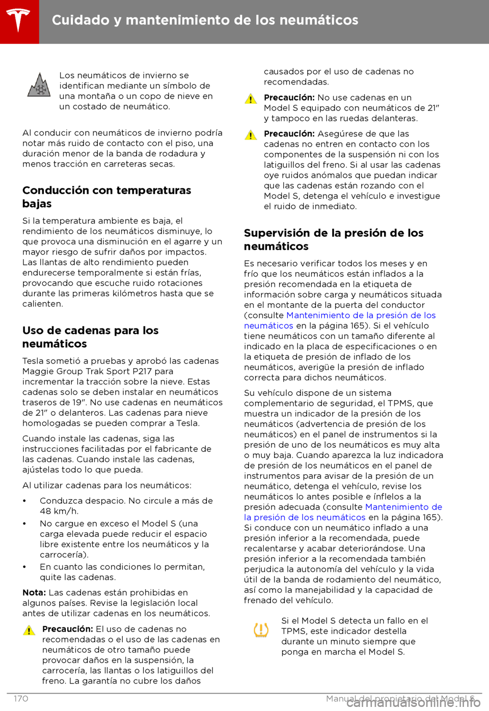 TESLA MODEL S 2018  Manual del propietario (in Spanish) Los neum