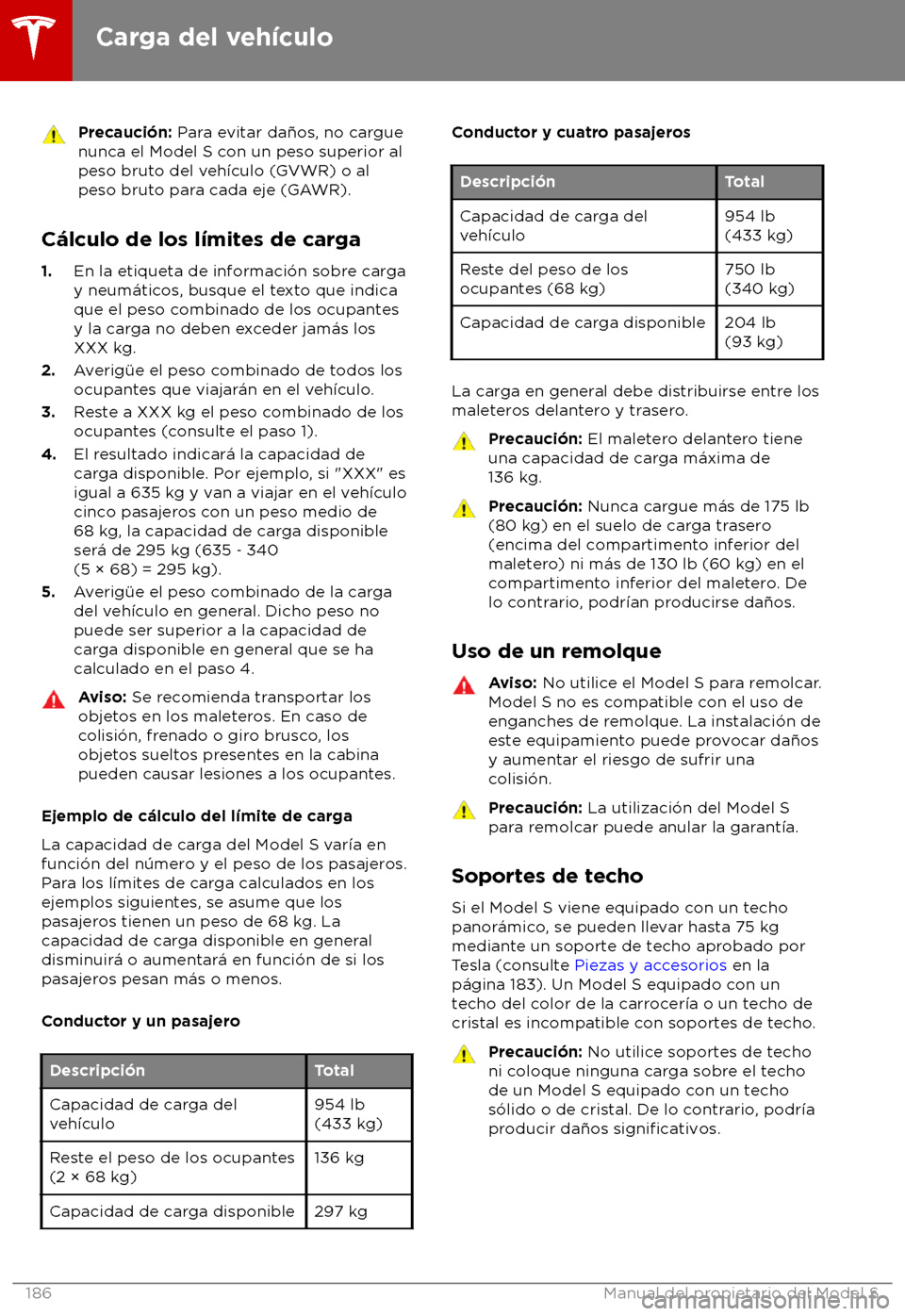 TESLA MODEL S 2018  Manual del propietario (in Spanish) Precauci