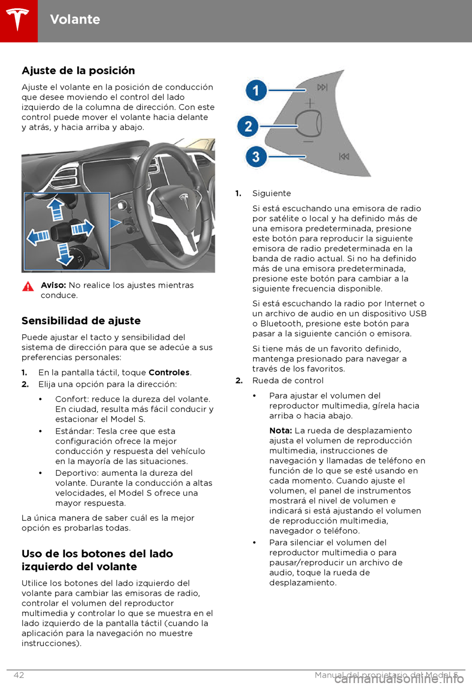 TESLA MODEL S 2018  Manual del propietario (in Spanish) Ajuste de la posici