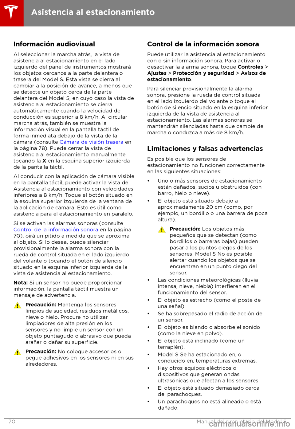 TESLA MODEL S 2018  Manual del propietario (in Spanish) Informaci