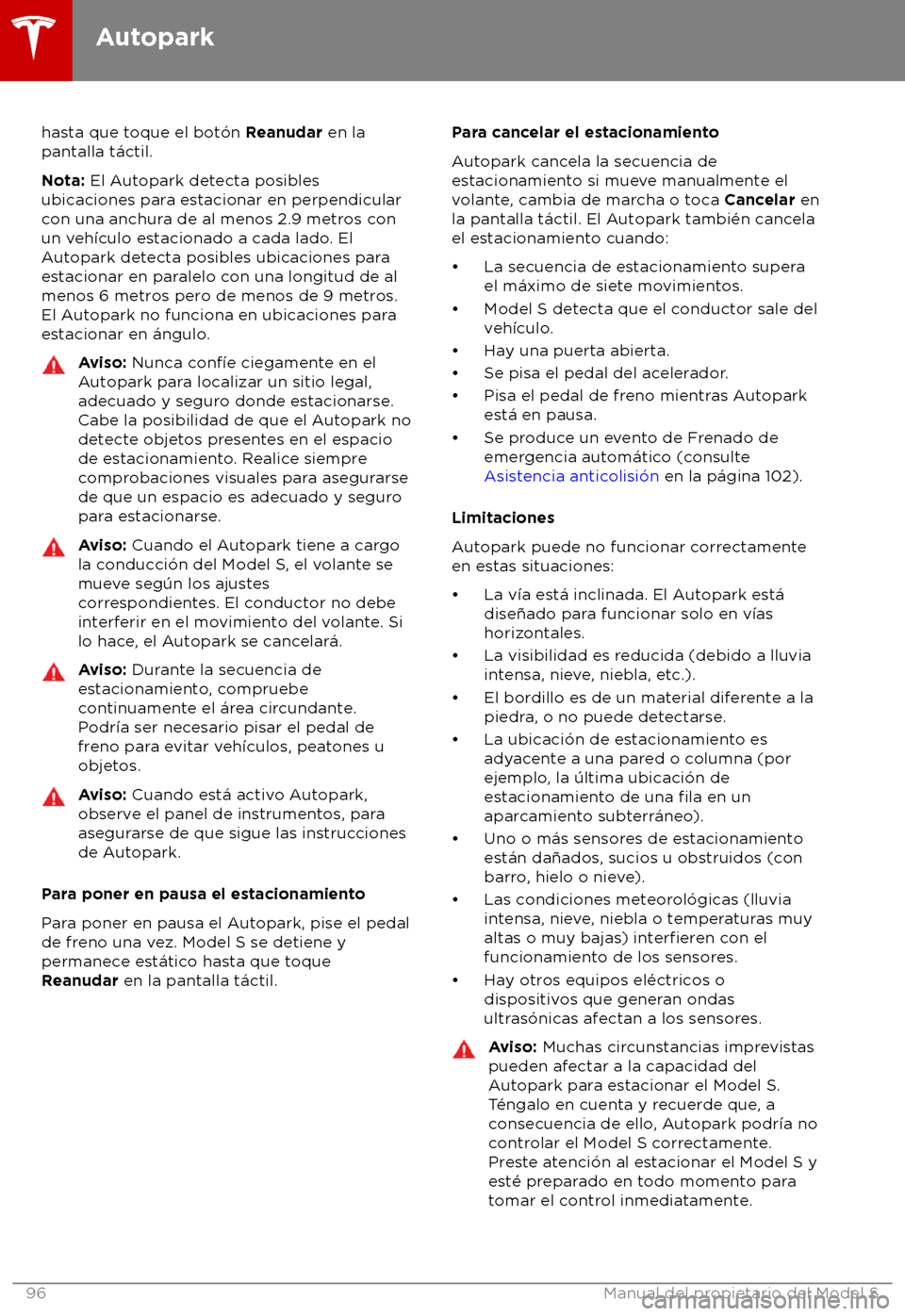 TESLA MODEL S 2018  Manual del propietario (in Spanish) hasta que toque el bot