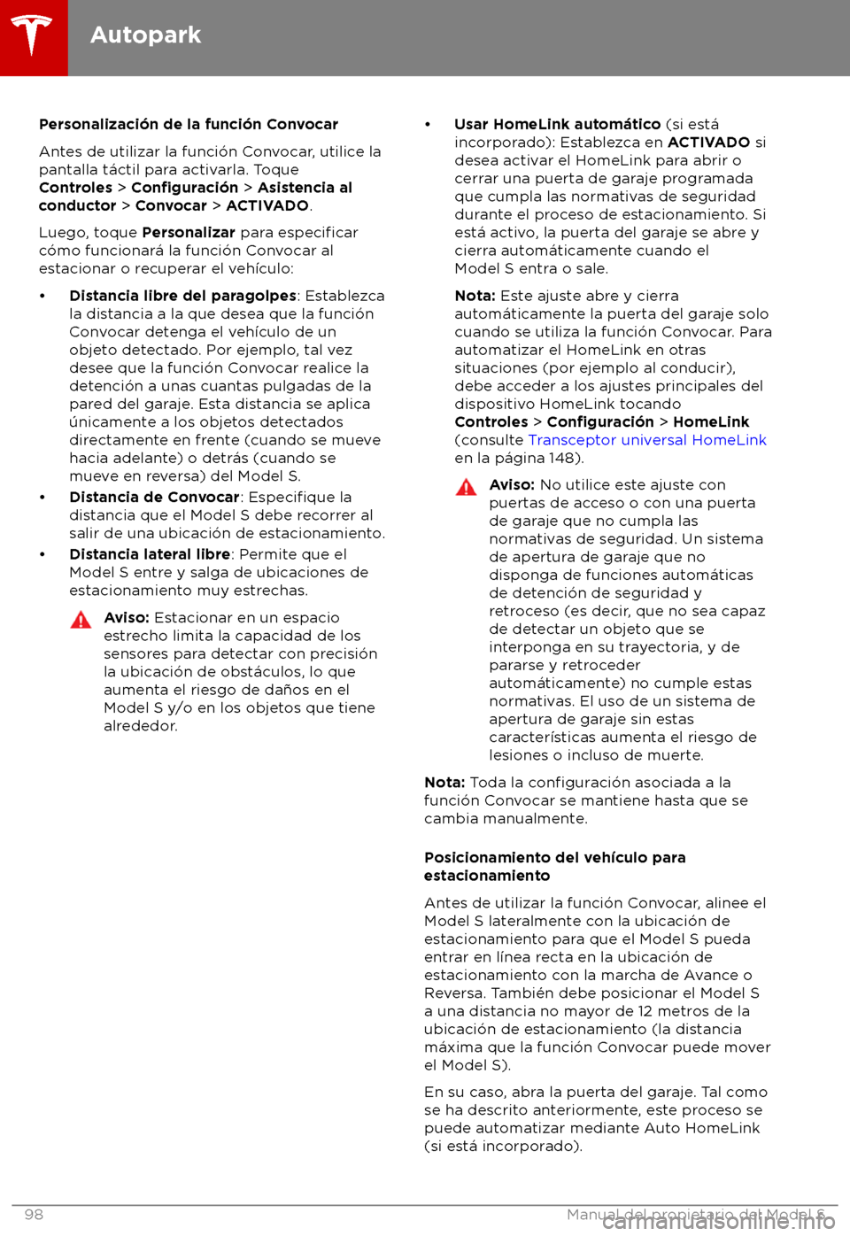 TESLA MODEL S 2018  Manual del propietario (in Spanish) Personalizaci