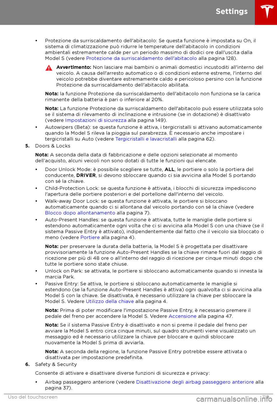 TESLA MODEL S 2018  Manuale del proprietario (in Italian) 