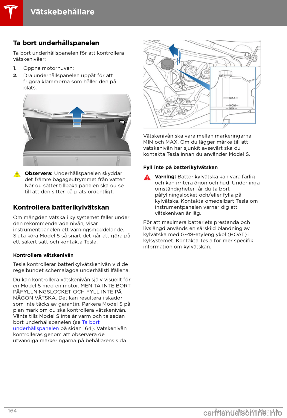 TESLA MODEL S 2018  Ägarmanual (in Swedish) Ta bort underh