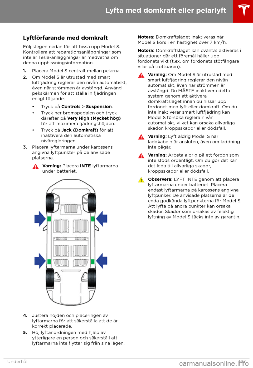 TESLA MODEL S 2018  Ägarmanual (in Swedish) Lyftf