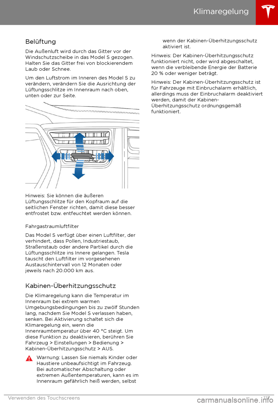 TESLA MODEL S 2017  Betriebsanleitung (in German)  Bel