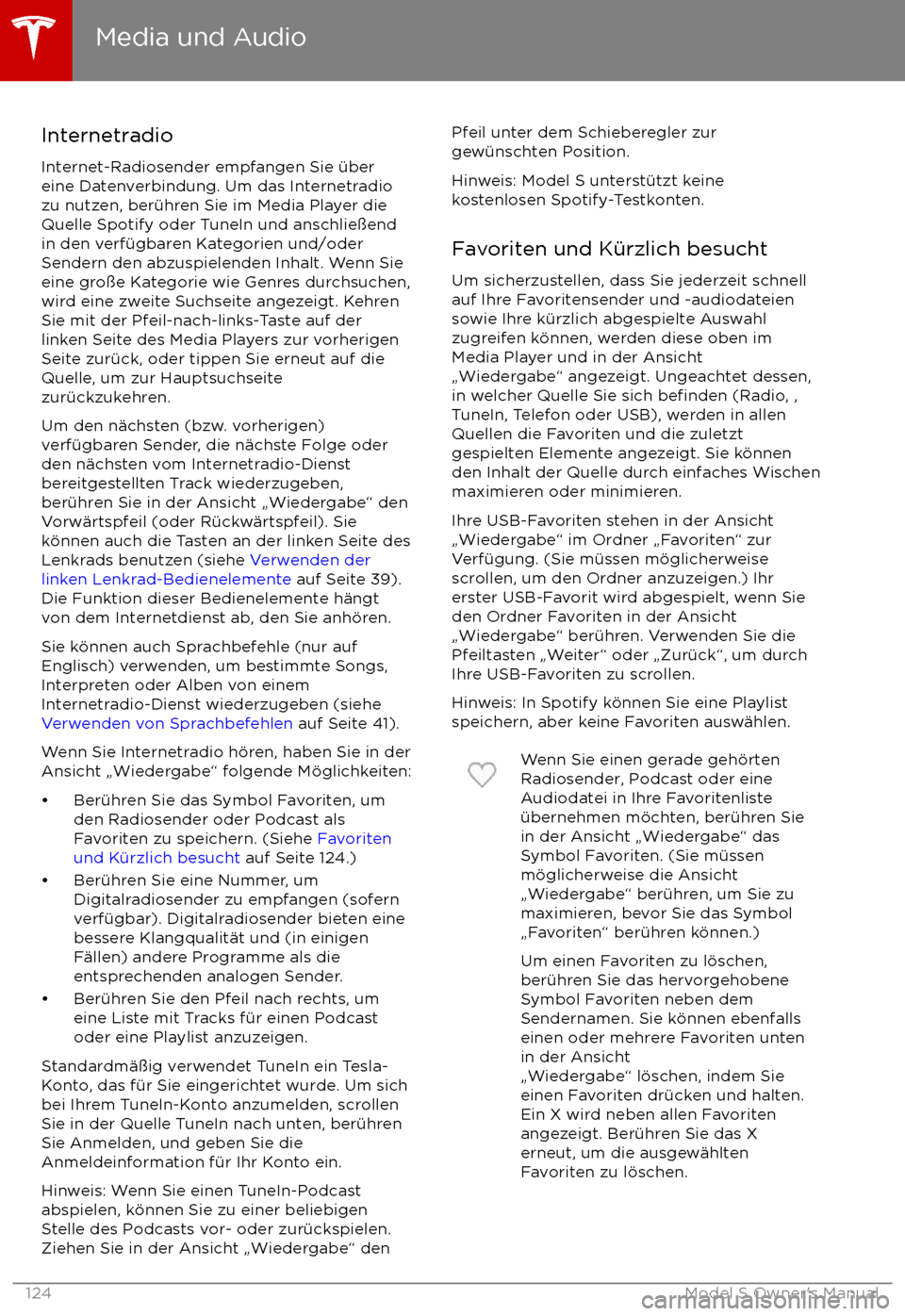 TESLA MODEL S 2017  Betriebsanleitung (in German)  InternetradioInternet-Radiosender empfangen Sie 
