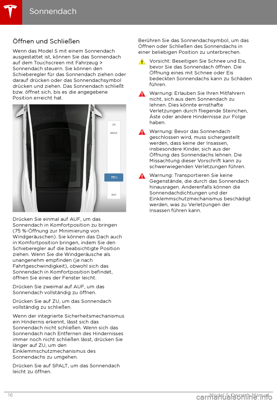 TESLA MODEL S 2017  Betriebsanleitung (in German)  