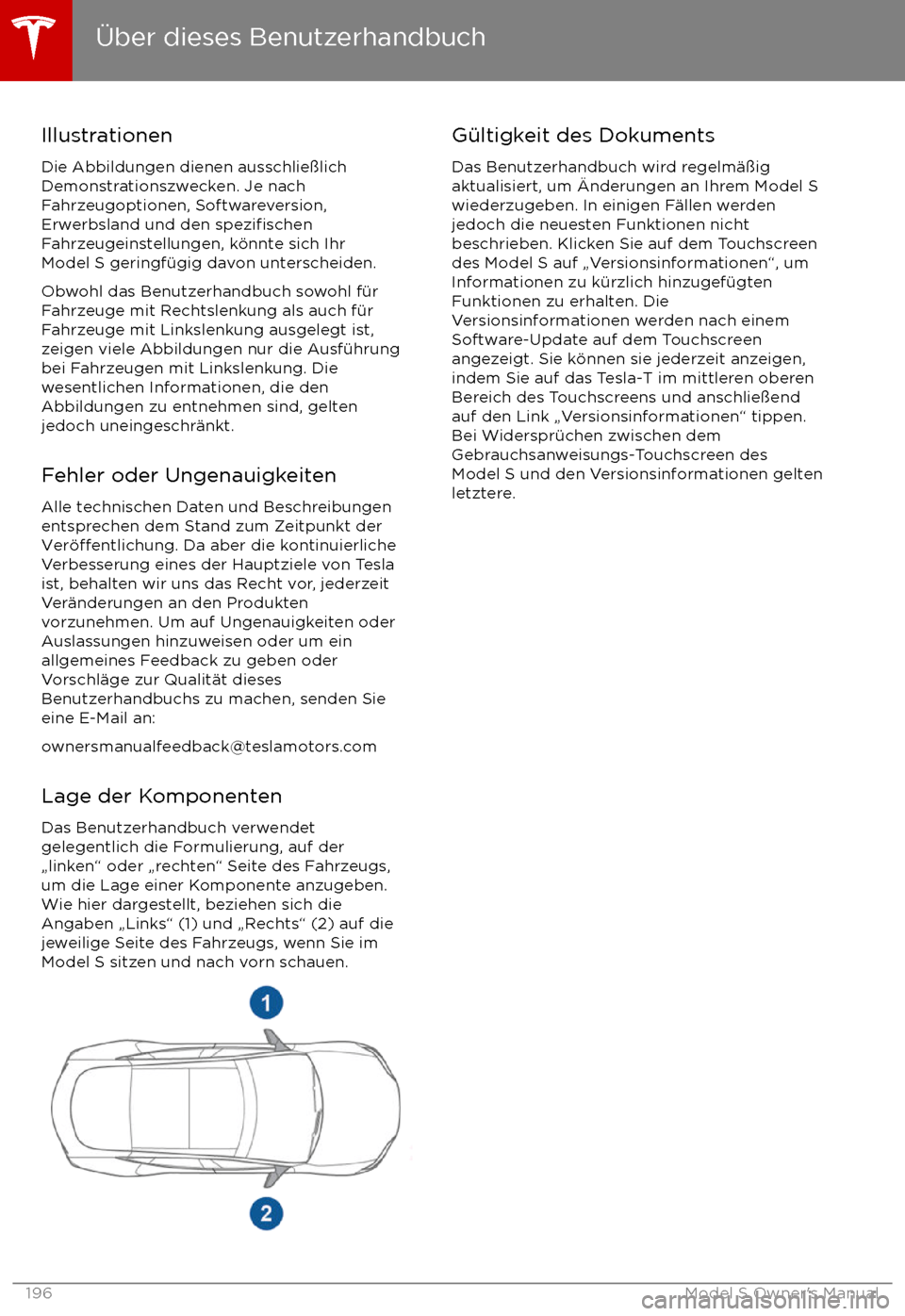 TESLA MODEL S 2017  Betriebsanleitung (in German)  IllustrationenDie Abbildungen dienen ausschlie