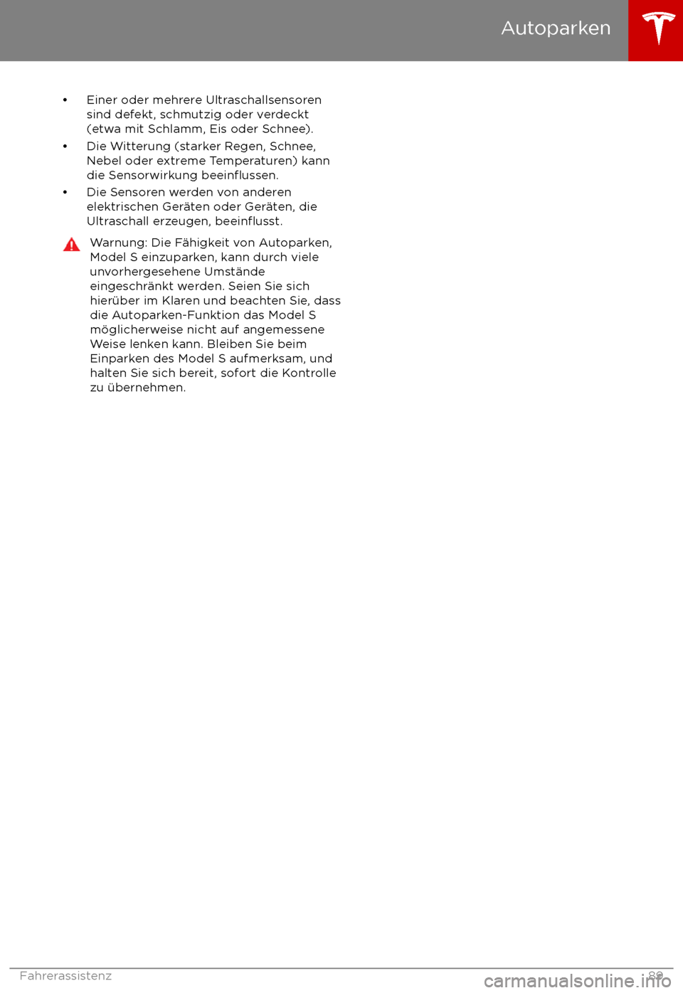 TESLA MODEL S 2017  Betriebsanleitung (in German)  