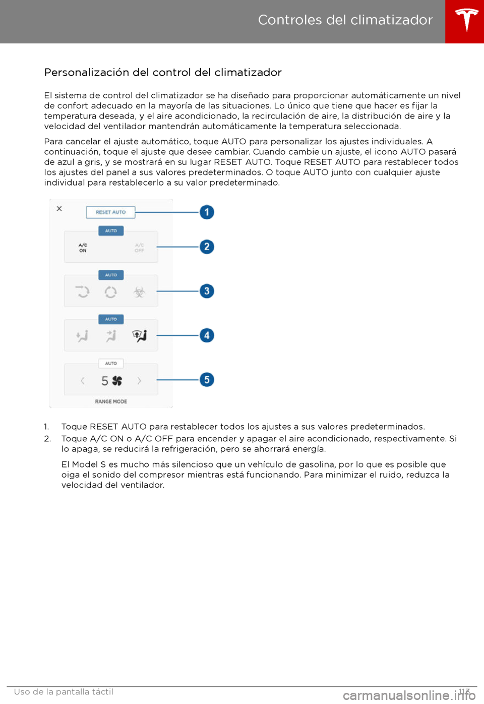 TESLA MODEL S 2017  Manual del propietario (in Spanish) Personalizaci