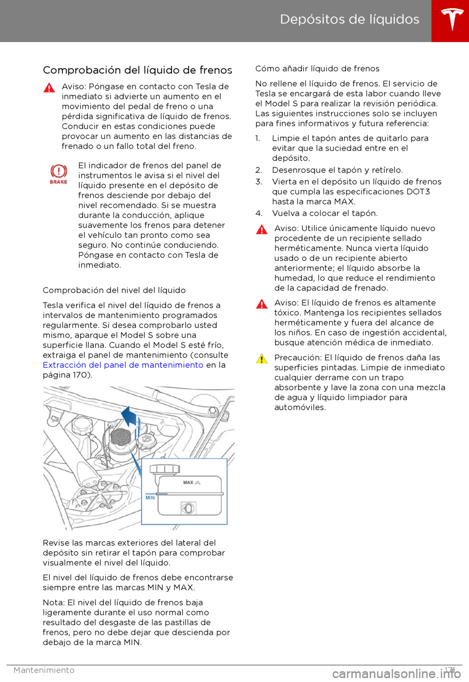 TESLA MODEL S 2017  Manual del propietario (in Spanish) Comprobaci