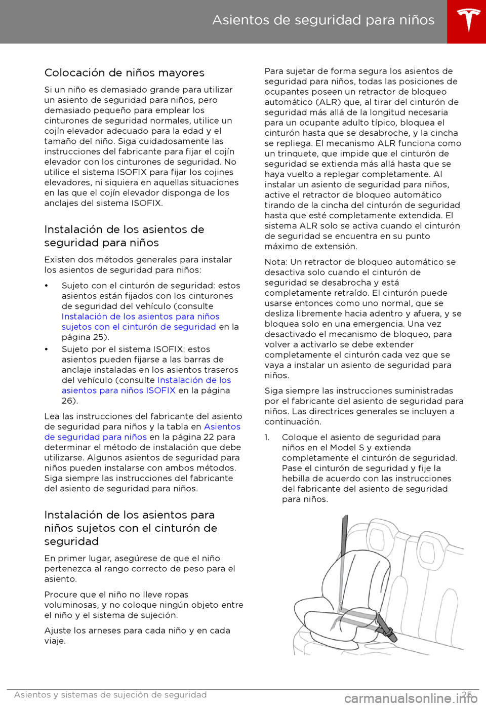 TESLA MODEL S 2017  Manual del propietario (in Spanish) Colocaci