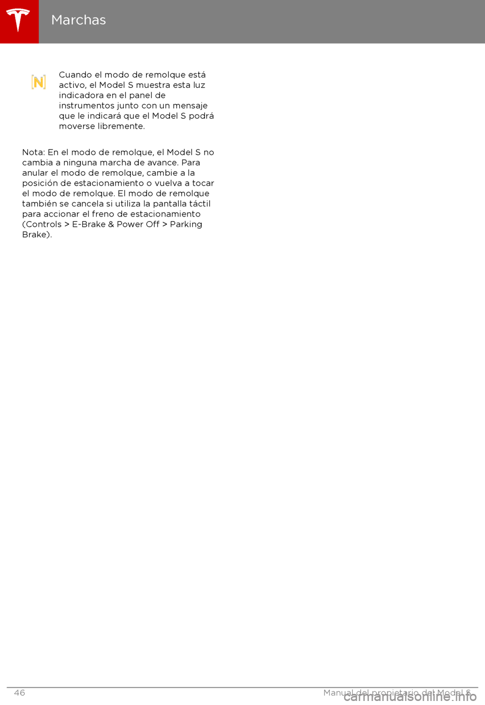 TESLA MODEL S 2017  Manual del propietario (in Spanish) Cuando el modo de remolque est
