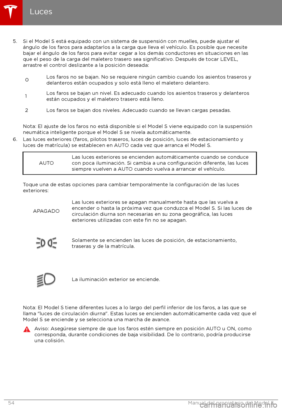 TESLA MODEL S 2017  Manual del propietario (in Spanish) 5. Si el Model S est