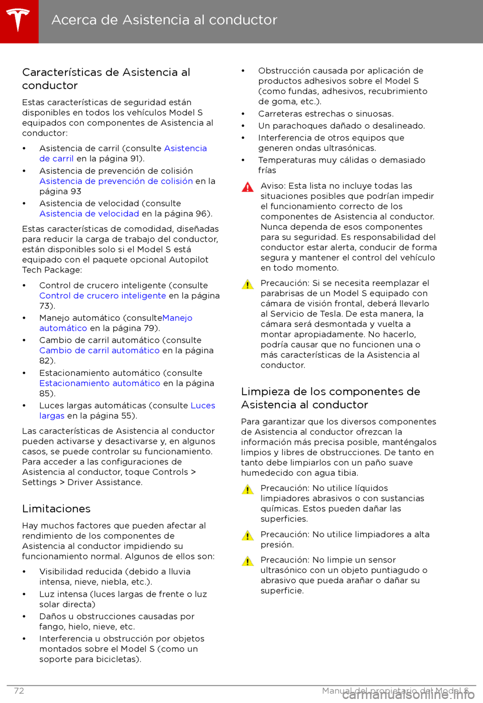 TESLA MODEL S 2017  Manual del propietario (in Spanish) Caracter