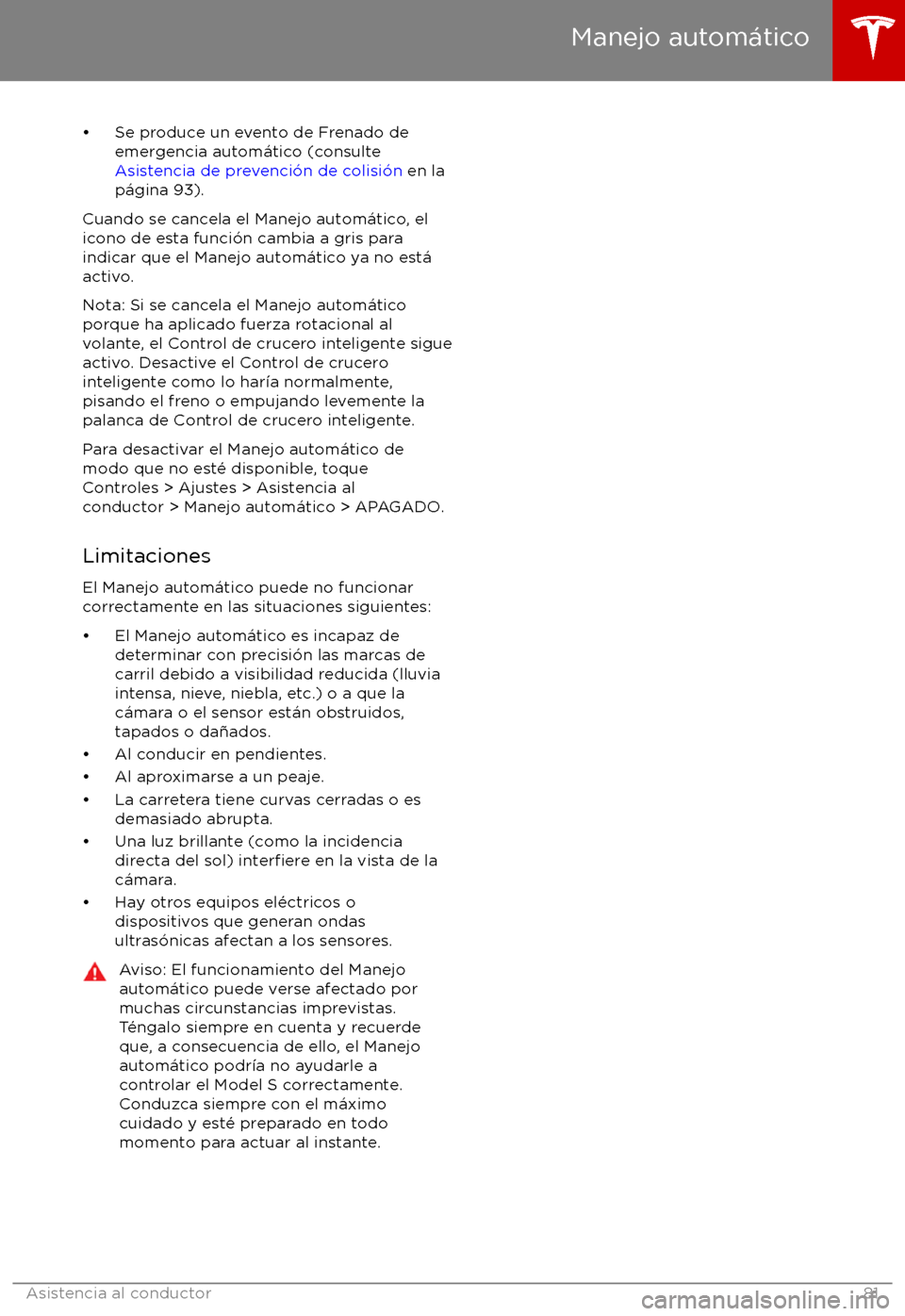 TESLA MODEL S 2017  Manual del propietario (in Spanish) 
