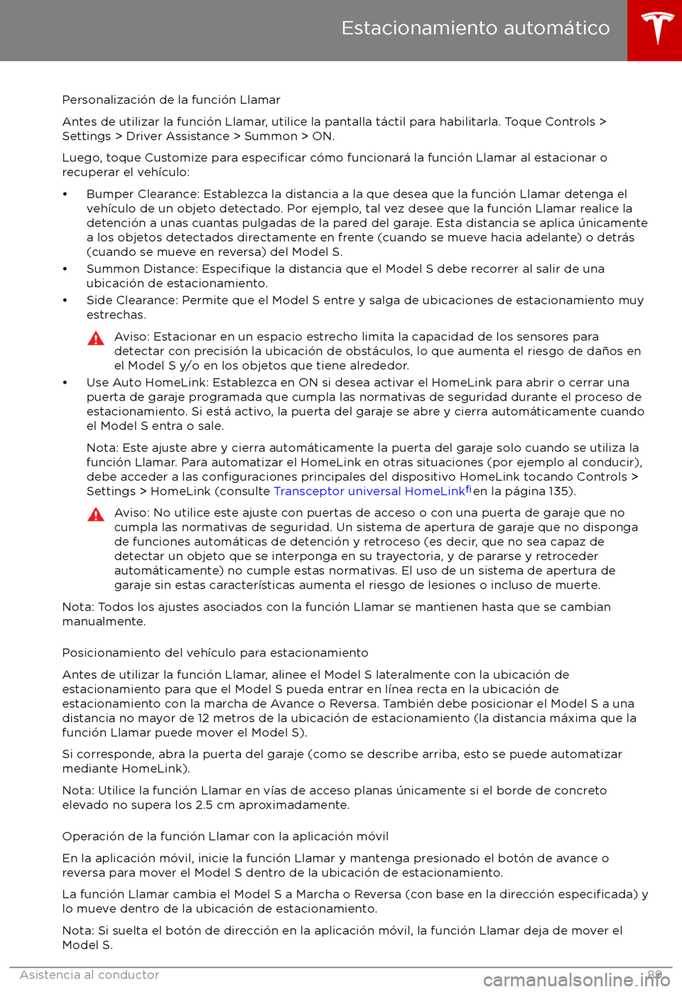 TESLA MODEL S 2017  Manual del propietario (in Spanish) Personalizaci
