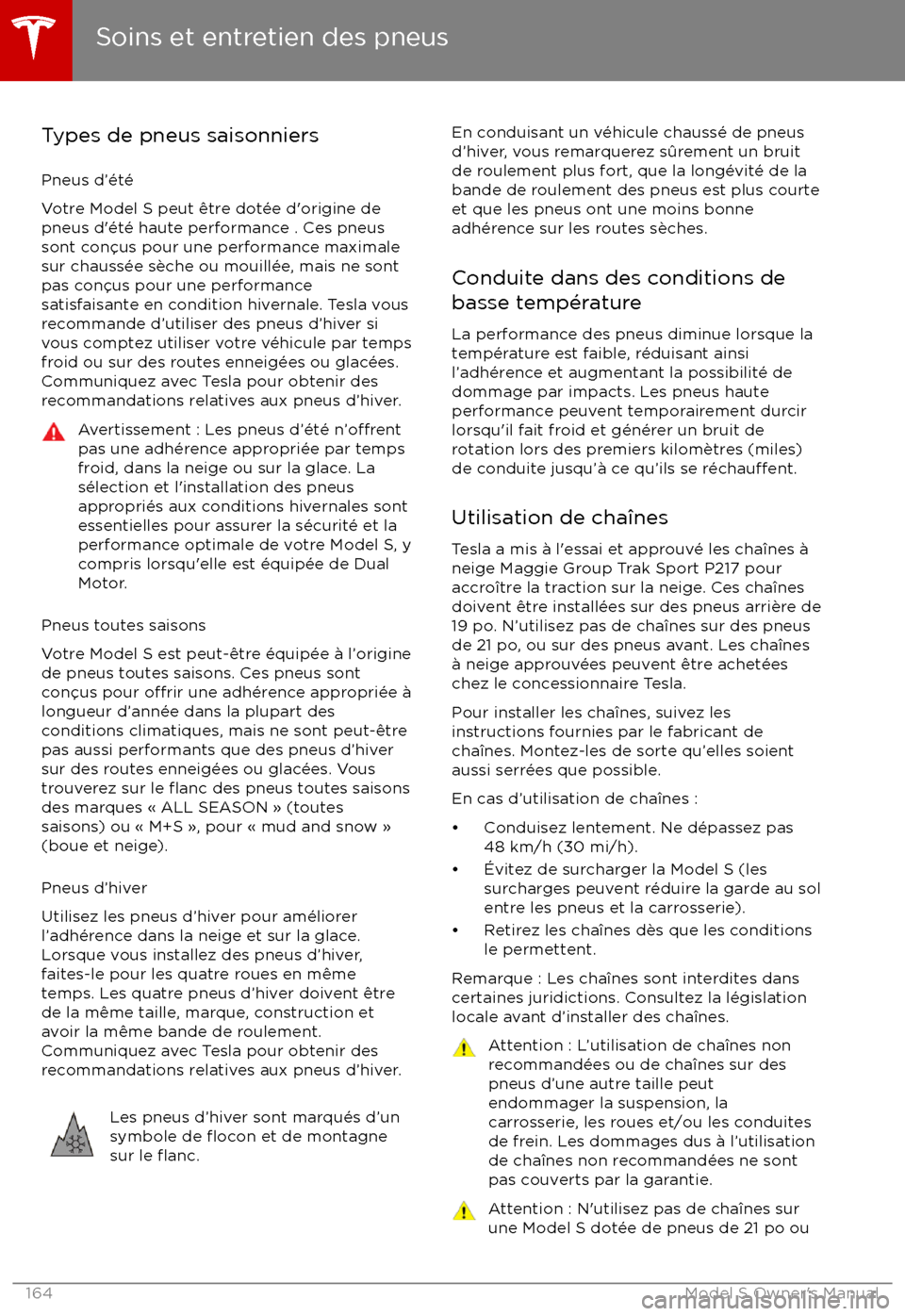 TESLA MODEL S 2017  Manuel du propriétaire (Canada) (in French) Types de pneus saisonniers
Pneus d