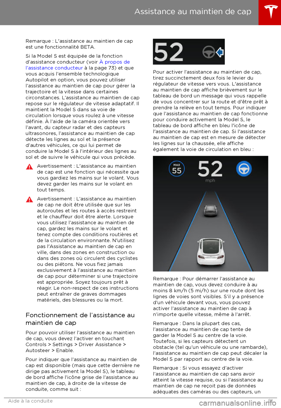 TESLA MODEL S 2017  Manuel du propriétaire (Canada) (in French) Remarque : L