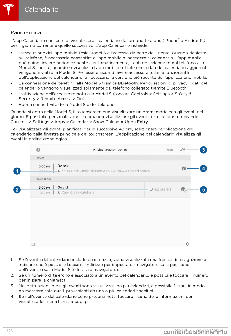 TESLA MODEL S 2017  Manuale del proprietario (in Italian) PanoramicaL