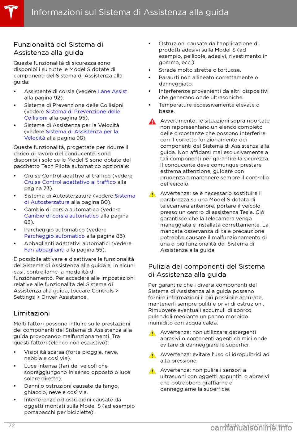 TESLA MODEL S 2017  Manuale del proprietario (in Italian) Funzionalit