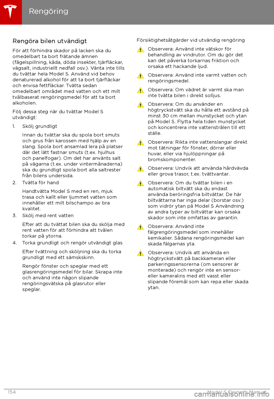 TESLA MODEL S 2017  Ägarmanual (in Swedish)  Reng