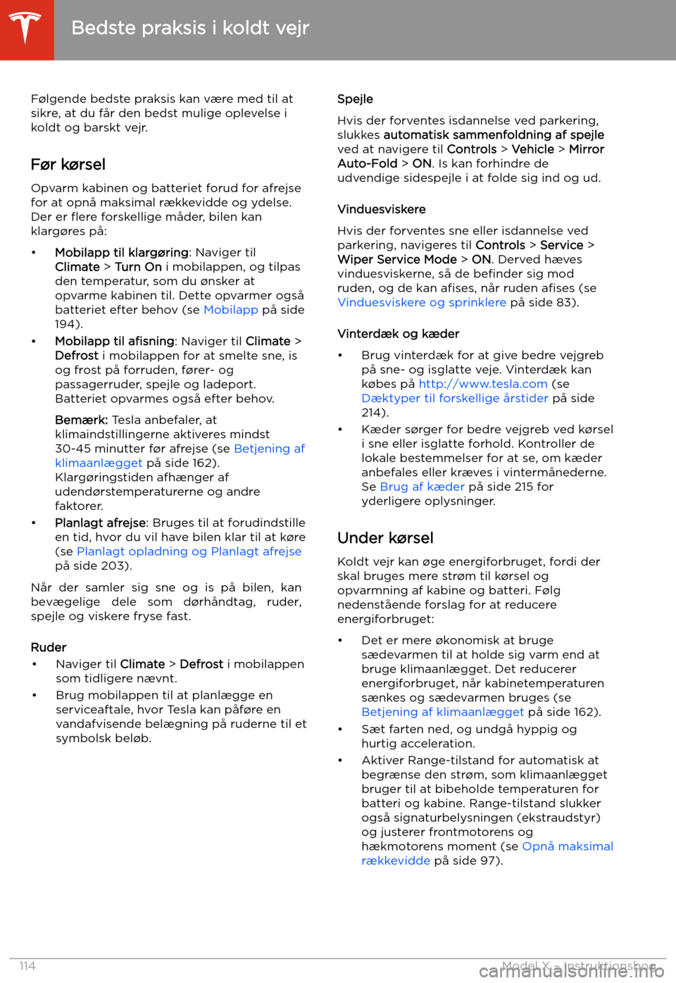 TESLA MODEL X 2020  Instruktionsbog (in Danish) F