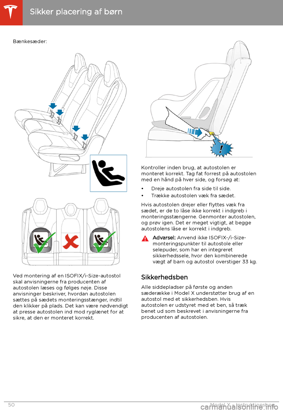 TESLA MODEL X 2020  Instruktionsbog (in Danish) B