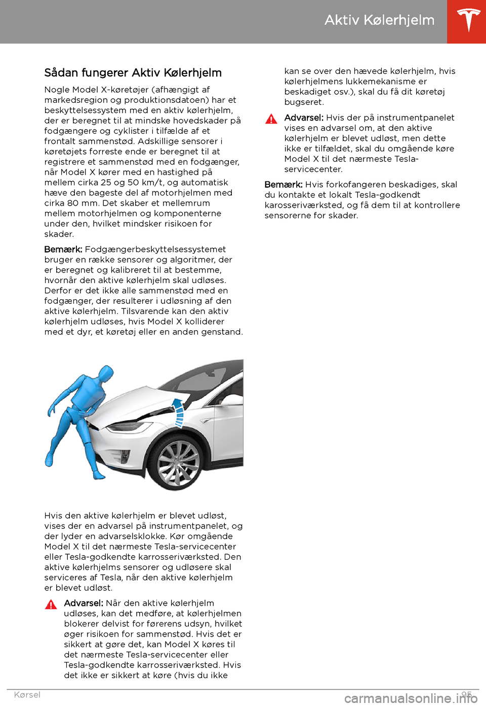 TESLA MODEL X 2020  Instruktionsbog (in Danish) Aktiv K